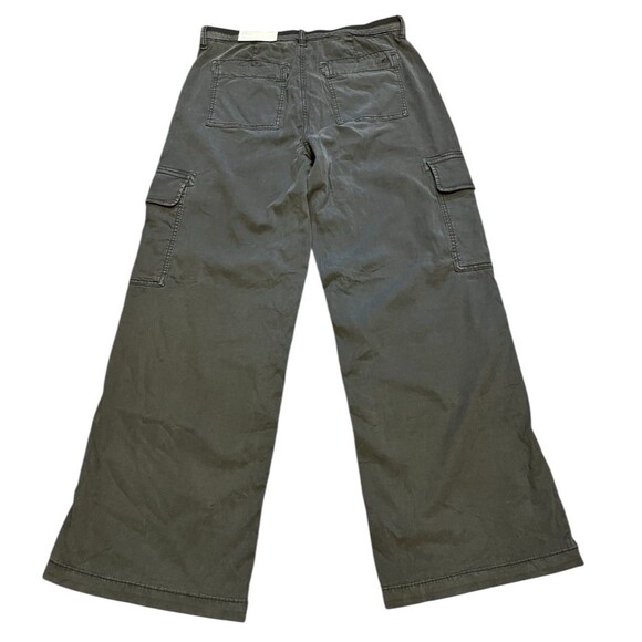 AMERICAN EAGLE Super High Rise Baggy Wide Leg Stretch Gray Cargo Pants 10 R NEW - Picture 2 of 7